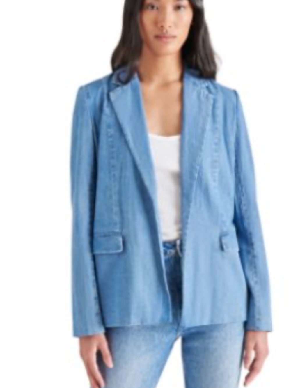 Steve Madden Oversized Open Front Denim Blazer